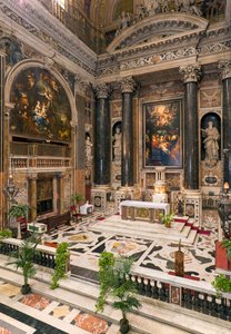 Barokkkunst: Innvendig utsikt over Jesuittkirken til Jesu hellige navn (chiesa del Gesu) i Roma av Italian School
