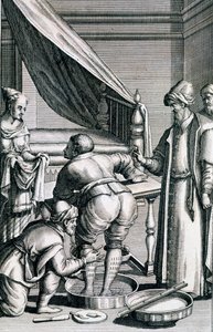 Blodsletting i bena, fra Medicina Aegyptiorum av Prospero Alpini, utgitt 1745 av Italian School