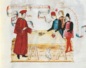 Bestikkelse av en dommerminiatyr fra Book of Privileges, manuskript, Italia 15. århundre. av Italian School
