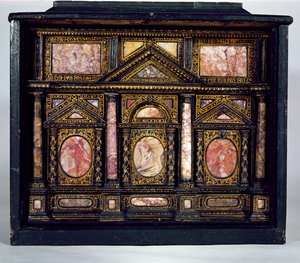 Cabinet (gilded wood inlaid with marble) av Italian School