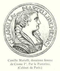 Camille Martelli, andre kone til Cosimo I, Av Pastorino, Cabinet de Paris (gravering) av Italian School