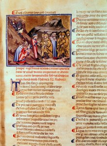 Canto XXIII Dante og Virgil i hyklernes krets, med Kaifas korsfestet på bakken, fra den guddommelige komedie (infernoet), ca. 1313 av Italian School