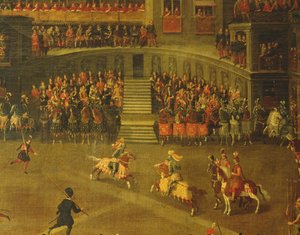 Karusell på gårdsplassen til Palais du Belvedere (olje på lerret) av Italian School