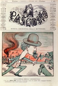 Tegneserieportrett av Enrico Ferri (1856-1929) italiensk kriminolog og politikeraktivist i det italienske sosialistpartiet. Tegneserie i "" Pasquino"" 2. oktober av Italian School