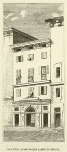 Hus der Mazzini ble født i Genova (gravering) av Italian School