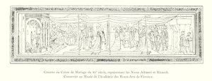 Cassone eller ekteskapskrin fra 1400-tallet, som representerer Adimari- og Ricasoli-bryllupene, bevart på Museum of the Academy of Fine Arts i Firenze (gravering) av Italian School