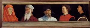 Cassone med 5 portretter av Mesteren av den florentinske renessansen (fra venstre til høyre Giotto di Bondone, Paolo Uccello, Niccolo Donatello, Antonio Manetti, Filippo Brunelleschi). Italiensk skole på 1500-tallet. Innskriften nedenfor er sannsynligvis s av Italian School