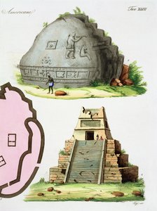 Central American Antiquities, detalj av to pyramider, plate 47 fra 