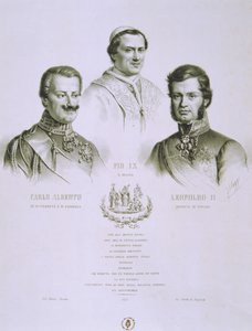 Charles Albert, Pius IX og Leopold II, 1848 av Italian School