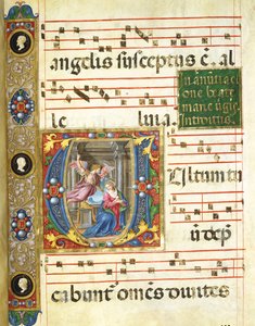 Korminiatyr med bebudelsen (pigment på vellum) av Italian School