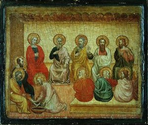 Kristus vasker disiplenes føtter, Arezzo, ca. 1390 av Italian School