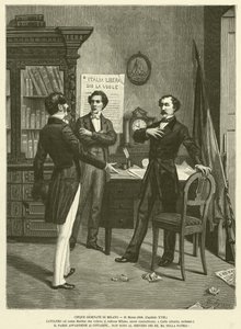 Fem dager i Milano, 21. mars 1848 (gravering) av Italian School