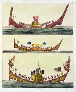 Cochin kinesiske skip, illustrasjon fra Le Costume Ancien et Moderne av Giulio Ferrario, publisert ca. 1820-30-tallet av Italian School