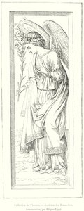 Collection of Florence, Academy of Fine Arts, Annunciation, av Filippo Lippi (gravering) av Italian School