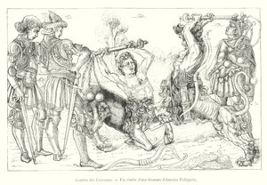 Fight of the Centaurs, faksimile av en gravering av Antonio Pollajuolo (gravering) av Italian School