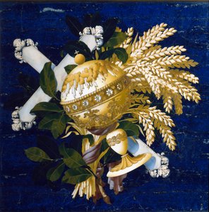 Komposisjon. (Marquetry av innlagt marmor av Italian School