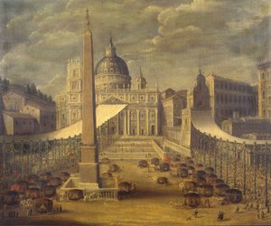 Corpus Christi prosesjon på Piazza San Pietro av Italian School
