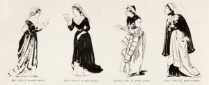 Kostymer fra operaen Falstaff av Verdi, fra LIllustrazione Italiana, XX, N. 8, 19. februar 1893 av Italian School