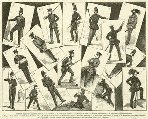 Venetianske militærkostymer fra 1848-49 (gravering) av Italian School