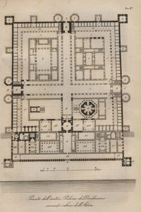 Kroatia - Split (Spalato) - Rekonstruert Diocletian Palace av Robert Adam (Palasset til den romerske keiseren Diocletianus (Gaius Aurelius Valerius Diocletianus, 245-316). Gravering fra "" Skikker og skikker til alle folkeslag i universet. av Italian School