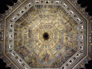 Kuppel av dåpskapellet i San Giovanni (mosaikk) av Italian School