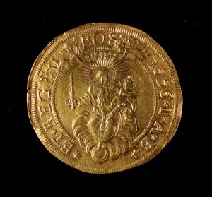 Republikken Genes valuta: 12,5 gull dobbel mynt. Diameter 61 mm. 1656. Tilbake. Genes Museums of Strada Nuova (inv. 6453) av Italian School