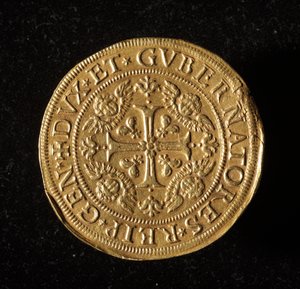 Republikken Genes valuta: 12,5 gull dobbel mynt. Diameter 61 mm. 1656. Foran. Genes Museums of Strada Nuova (inv. 6453) av Italian School