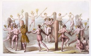 Dances of the Native Inhabitants of Virginia, ca. 1820 av Italian School