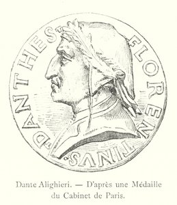 Dante Alighieri, etter en medalje fra kabinettet i Paris (gravering) av Italian School