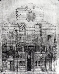 Design av fasaden til Santa Maria del Fiore eller Duomo, Firenze (penn og blekk på papir) (sh foto) av Italian School