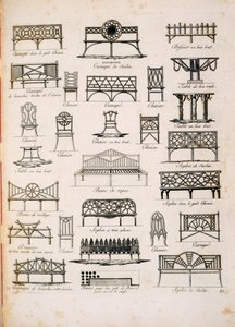 Design for hageseter, fra A Compendium of Drawings, av J.G. Grohmann, utgitt 1805 av Italian School
