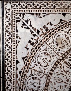 Detalj fra det originale marmorgulvet 1000-1200-tallet av Italian School