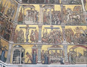 Detalj av taket, dåpskapellet, Firenze (mosaikk) av Italian School