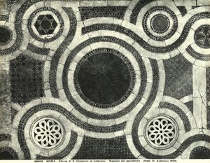 Detalj av gulvet i basilikaen San Giovanni i Laterano, Roma (mosaikk) av Italian School