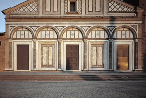 Detalj av fasaden til kirken av Italian School