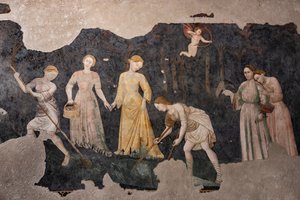 Detalj av freskomaleriene, Camera Pinta (Painted Room) (fresco) av Italian School