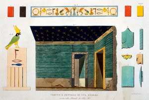 Detaljer om et rom inne i en pyramide i Abusir, Egypt, gravert av Girolamo Segato av Italian School