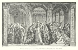 Domenico Ghirlandajo, Jomfruens ekteskap, kapellet Santa Maria Novella (gravering) av Italian School