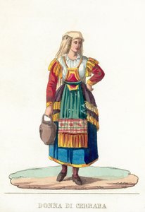 Donna Di Cerbara (farget gravering) av Italian School