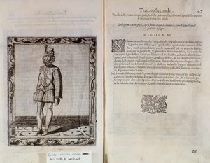 Dobbeltside av Le Gratie dAmore (Le Grazie dAmore) av den italienske danseren Cesare Negri kalt Il Trombone (1536-1604), traktat om dans av Italian School