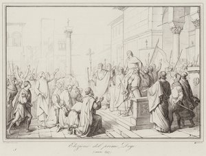 Valg av den første dogen, 697 (gravering) av Italian School