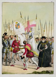 Elizabeth I, plate 12 fra The History of the Nations (akvatint) av Italian School
