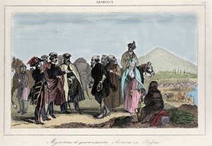 Emigrasjon av armenere til Russland. 1800-talls gravering av Italian School