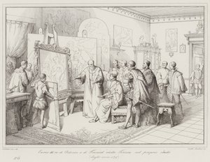 Henrik III, konge av Polen og Frankrike, besøker Titian i studioet hans av Italian School