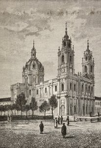Estrela Basilica, Lisboa, Portugal, gravering fra L