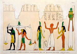 Utdrag fra et egyptisk hieroglyfisk manuskript, gravert av Dominique Vivant, Baron de Denon (1747-1825)