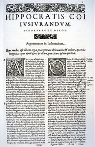 Utdrag av den hippokratiske ed på latin og gresk, 1588 av Italian School