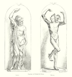 Persiske pidestallfigurer, Jupiter, Mercure (gravering) av Italian School