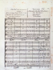 Første side av Noter til Lodoiska (scene 4), opera av Luigi Cherubini av Italian School