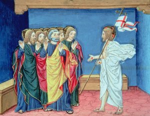 Fol.132va Den oppstandne Kristus viser disiplene sine hender og såret i siden (vellum) av Italian School